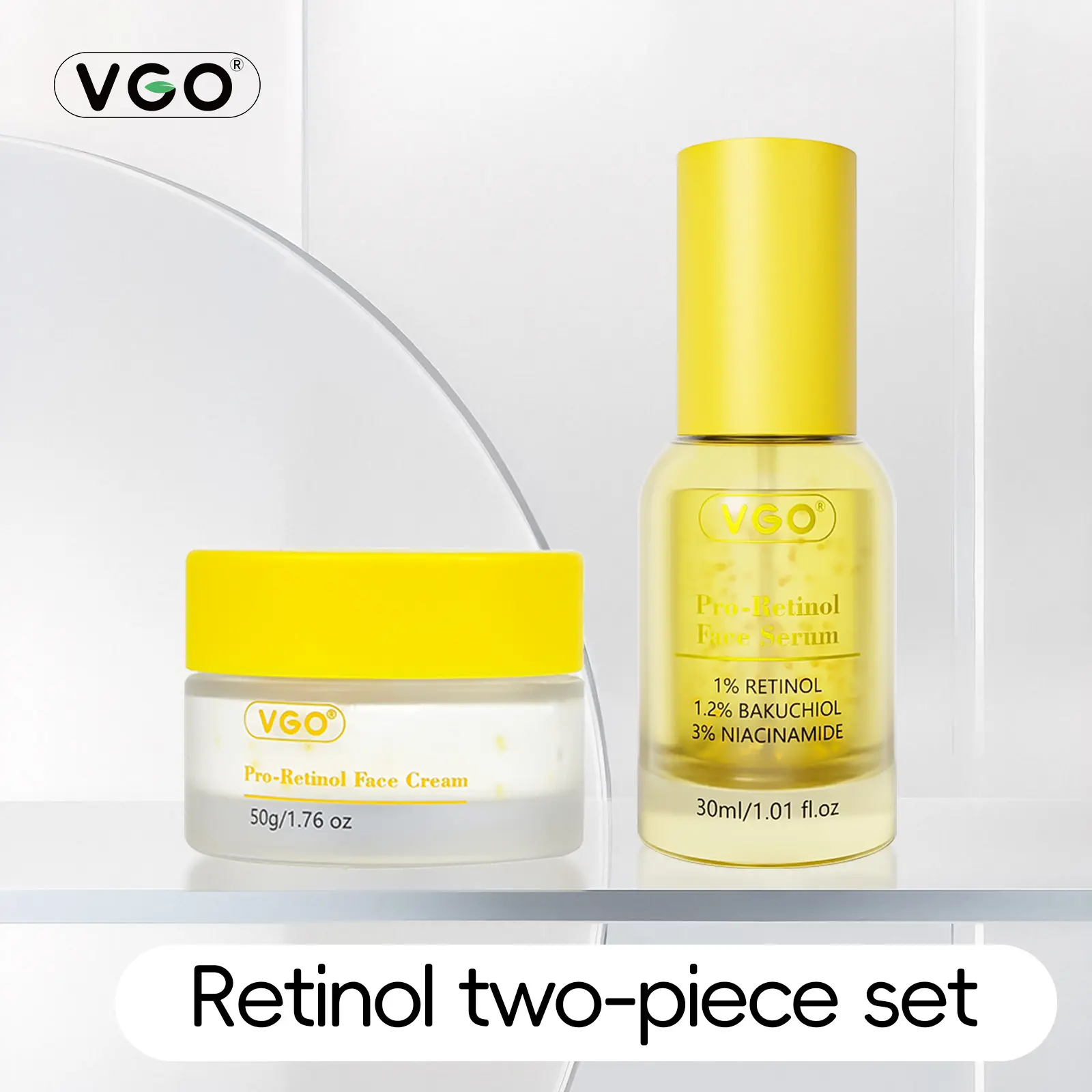VGO Retinol Set – Serum & Cream. Moisturizes, refines pores, suitable for sensitive skin, and ideal for morning & evening use.