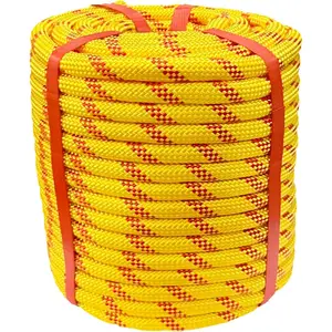 1/2 in x 100 ft Polyester Arborist Rigging Rope, Yellow Braided Tree Climbing Rope 48 Strands for Farm Work and Swinging