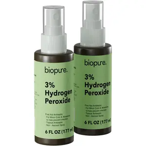 Hydrogen Peroxide 6 Fl Oz Spray – Convenient Non-Aerosol Spray Bottle with 3% Hydrogen Peroxide |     Hydrogen Peroxide 3% First Aid Topical Antiseptic for Minor Cuts and Abrasions (2-Pack)