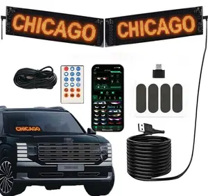 CHICAGO FOOTBALL Custom LED Car Sign Personalized Chicago Fans Display for Windshield Bluetooth App Control Scrolling Text & Animation DIY Game Day Car Interior Decor for Trucks & SUVs
