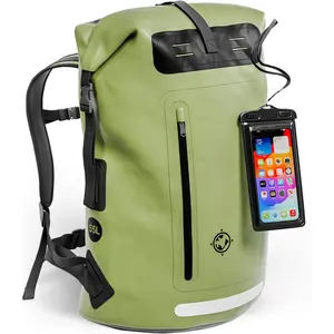 Backpack - Heavy Duty Hiking Backpack - Roll-Top Closure Bag - Cushioned Dry Bag  Phone Case