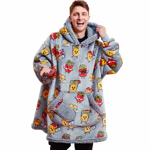 Giggling Getup Wearable Blanket Hoodie for Women Men - Chicken Nugget Fries Valentine's Day Gifts for Kids