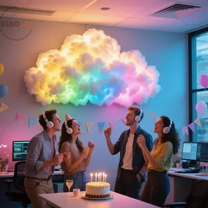 3D Thunderstorm Night Light with Music Sync, Smart RGB LED Strip, USB Powered, Wall Mounted, Color Changing Ambiance Lighting, Cloud Lights