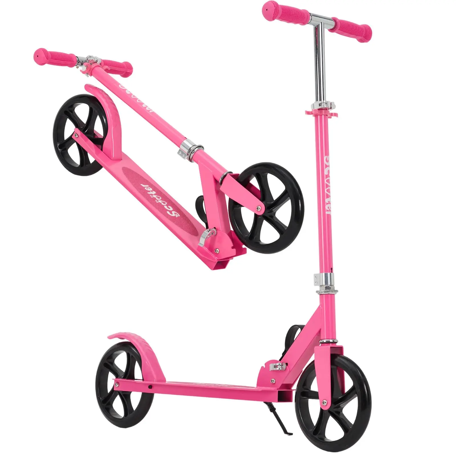Lightweight Collapsible Kick Scooter for Kids - 2 Large Wheels, 4-Height Adjustable Handlebar, Smooth Urban Ride Kick Scooter for Beginner Boys & Girls