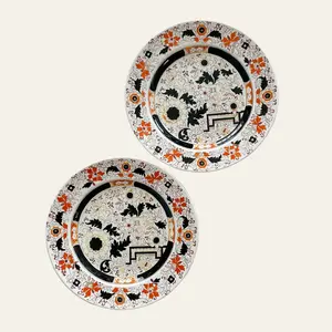 Pair of Antique English Ironstone Plates | A. Broadhurst Transferware