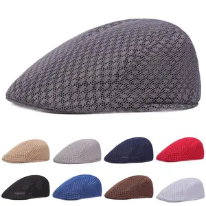 Flat Cap for Men Adjustable Newsboy Hat Non-Obstructive Vision Breathable Mesh Head Adjustable Size Duckbill Beret Everyday Outfit