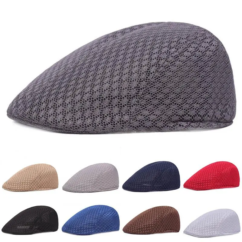Men's Adjustable Flat Cap - Breathable Mesh Newsboy Duckbill Beret, Non-Obstructive Vision, Casual Everyday Mens Hats, All Seasons Sports & Outdoor Hat,