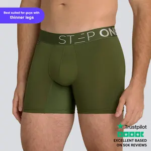 Step One Men's Trunk - Deep Forests, Anti-Chafe, Breathable Bamboo Fabric, UltraGlyde Panels, Hidden Elastic Pouch, Premium Underwear, Athletic Daily wear