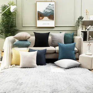 Jepeak Decorative Linen Throw Pillow Covers Cushion Cases, Pack of 2 Farmhouse Rustic Woven Textured Pillow Covers for Sofa Bed Couch, 16x24 Inch