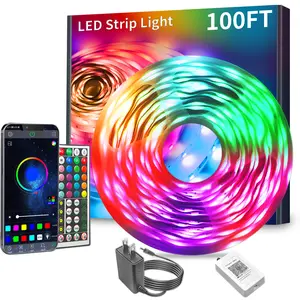 LED Strip Lights RGB Music Sync 16 Million Colors 100FT Bluetooth Control with APP & Remote for Bedroom Home Decoration Holiday Party Vibes