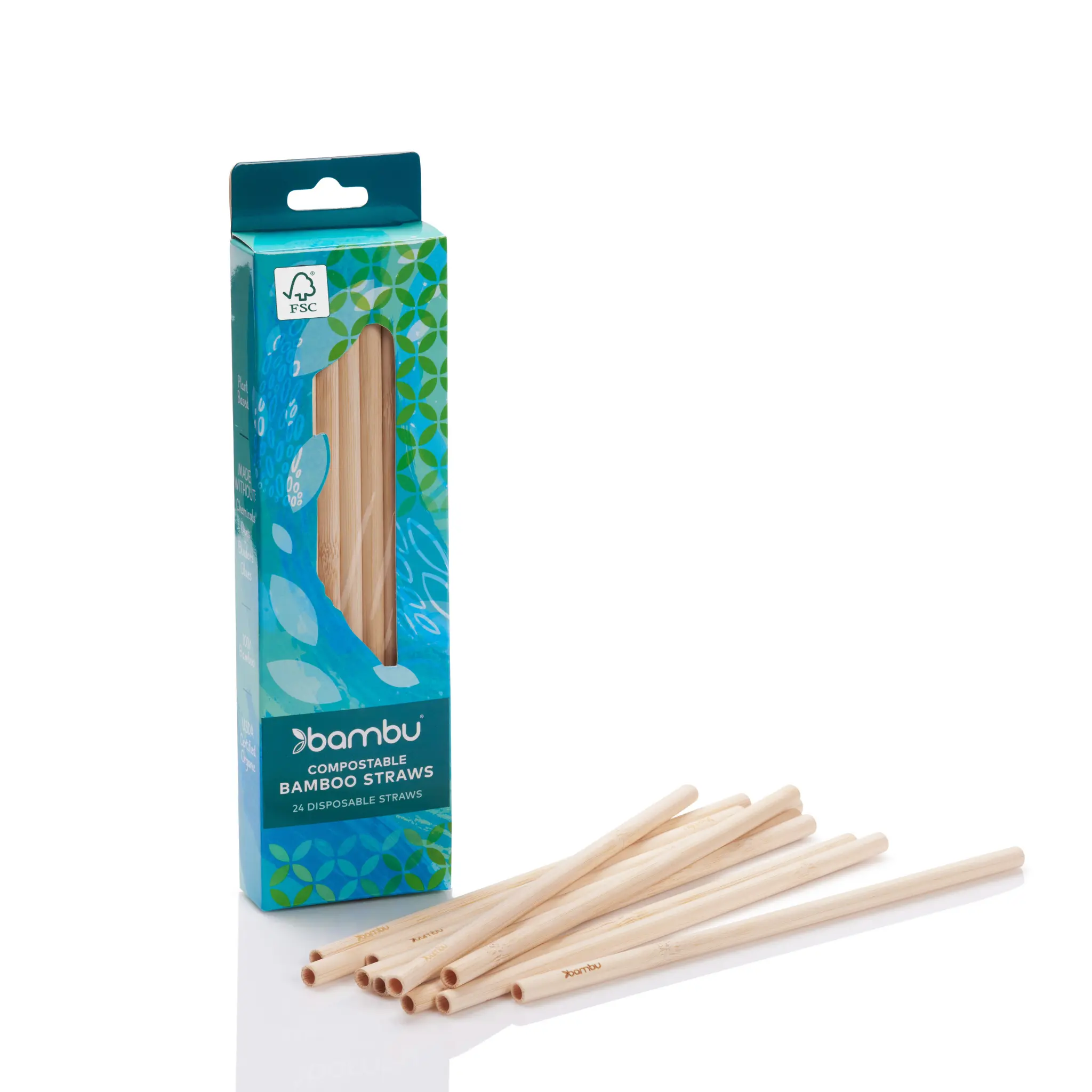 Compostable Bamboo Straws, Box of 24