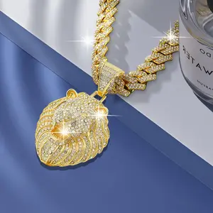 Trendy Lion Pendant Cuban Chain Necklace - Unisex Fashion Hip Hop Jewelry, Suitable for Daily and Party Occasions, Holiday Gifts
