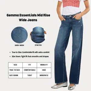 KANCAN - Gemma Essentials Women's Denim Mid Rise Wide