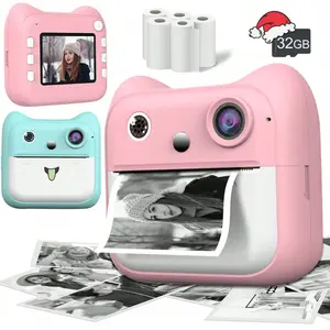 Kids Instant Print Camera, 48MP Portable Travel Digital Camera, Pocket Camera, 6x Digital Zoom, HD 1080P Photography Mode, 32GB SD Card Included, Christmas/Birthday Creative Gifts