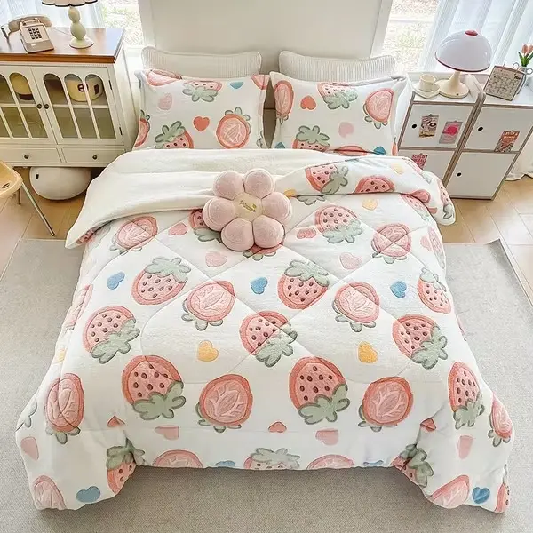 3pcs Set Single Twin Bedding Sets, Floral Duvet Comforter Set, Fluffy Comforter Covers, Colorful Flowers Clouds Duvet Ultra Soft Kawaii Cute for Four Seasons Washable Bohemian Style for Bedroom Or Guest Room(1 Comforter + 2 Pillow Cases)