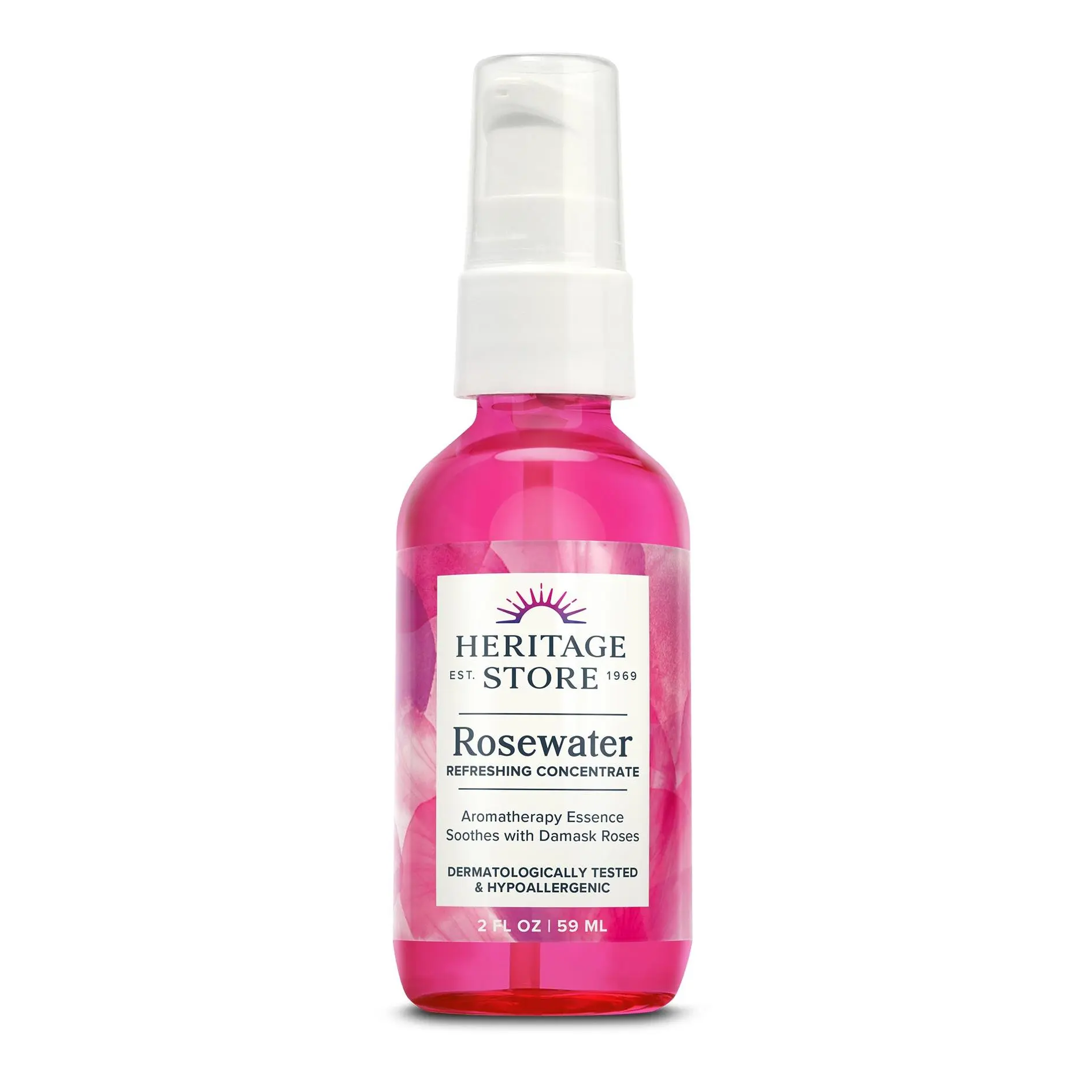 HERITAGE STORE Rosewater Concentrate, Elegant Perfume Mist for Rejuvenating & Radiant Skin, Hypoallergenic with Fresh Floral Scent, 2 fl oz, Concentrated Fragrance, Flower Spray Perfume