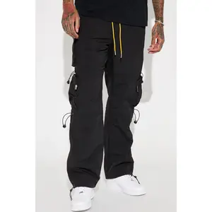 Act Like Homie Nylon Drawstring Cargo Pants - Black