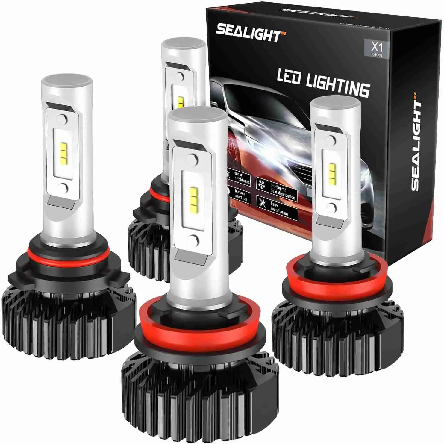2015 Honda Civic 9005/HB3 H11/H9/H8 15W 6000K White IP67 LED Headlight Bulb 2Pairs SEALIGHT X1