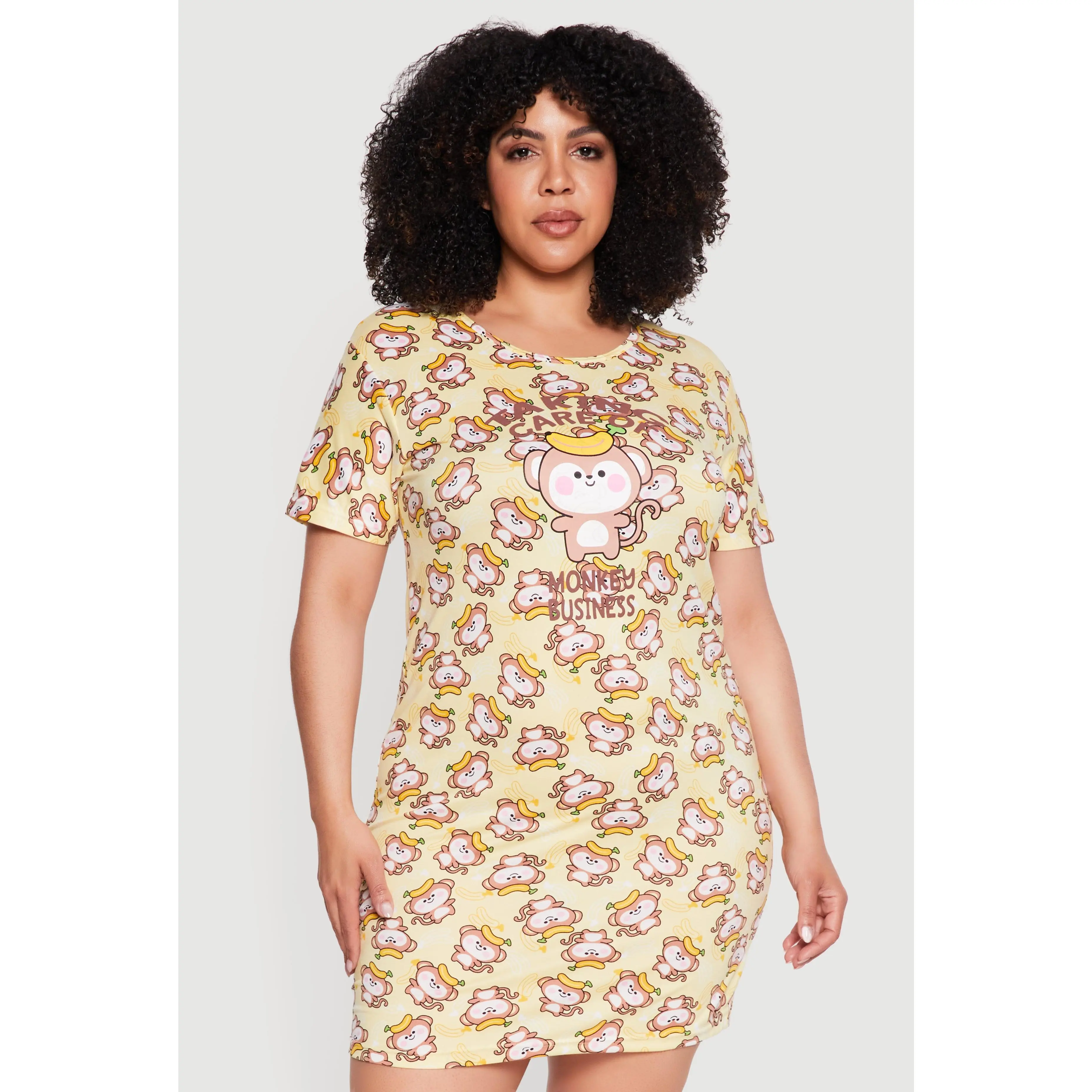 Plus Size Monkey Business Graphic Sleepshirt