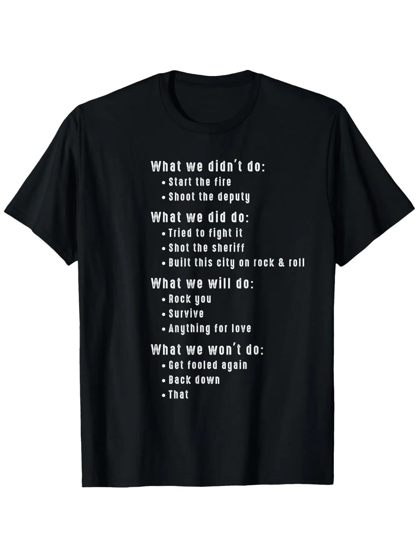 Funny 80s Rock Songs Music Lyrics Eighties 70s Rocker T-Shirt| , Round Neck, Short Sleeve, Casual Style, Crew Neck, Geometric-pattern, Heat Transfer Printing