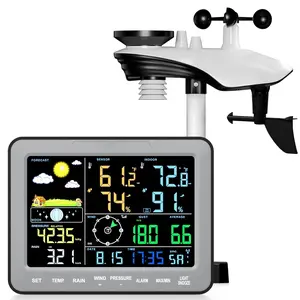 12-in-1 Weather Station, Weather Stations  Indoor Outdoor with Rain Gauge, Wind Speed/Direction, Dew Point, Barometer, Air , Temperature Humidity (No WiFi)