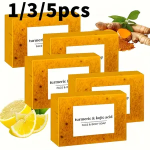 1 pack of turmeric acid soap, natural turmeric deep cleansing face and body soap, gentle formula, suitable for all light beige skin types