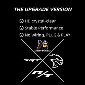 HD LED Door Puddle Lights for Dodge Challenger Charger, 4-Pack SRT Hellcat Scat Pack R/T Logo Projector Ghost Shadow Welcome Courtesy Lights, Plug & Play No Wiring Easy Install