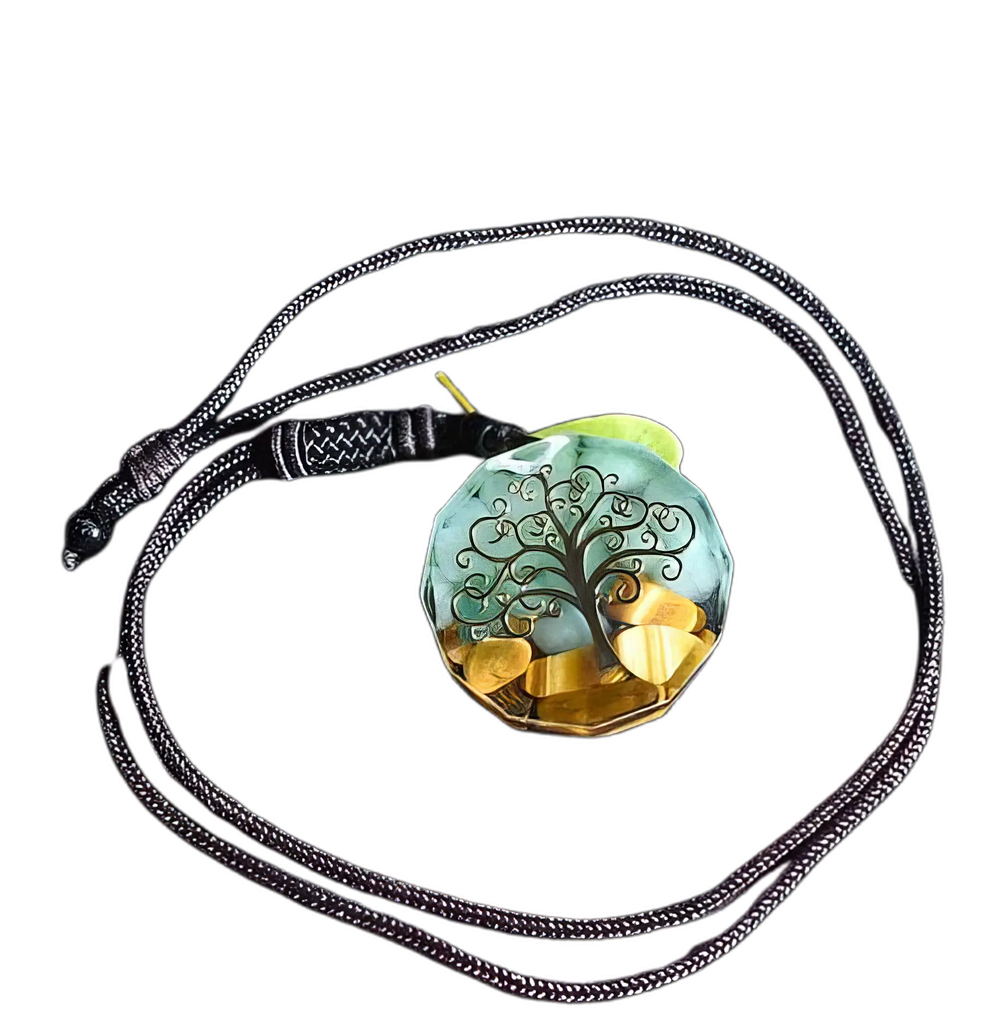 Tree of Life Orgonite Necklace - Energy Protection Costume Jewelry with Tiger's Eye, Green Aventurine Stones, Metal Shavings for EMF Shielding & Positive Energy Boost, Orgone Necklace, Cord Necklace