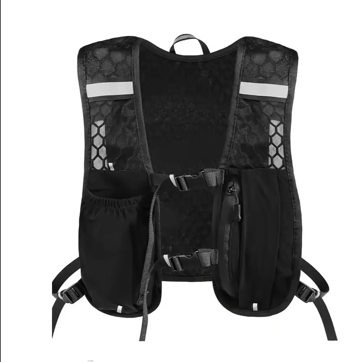 Unisex Vest-Shape Outdoor Sports Backpack, Lightweight, Water Bottle Slot, Adjustable Straps, Reflective Strips for Trail Running, Hiking