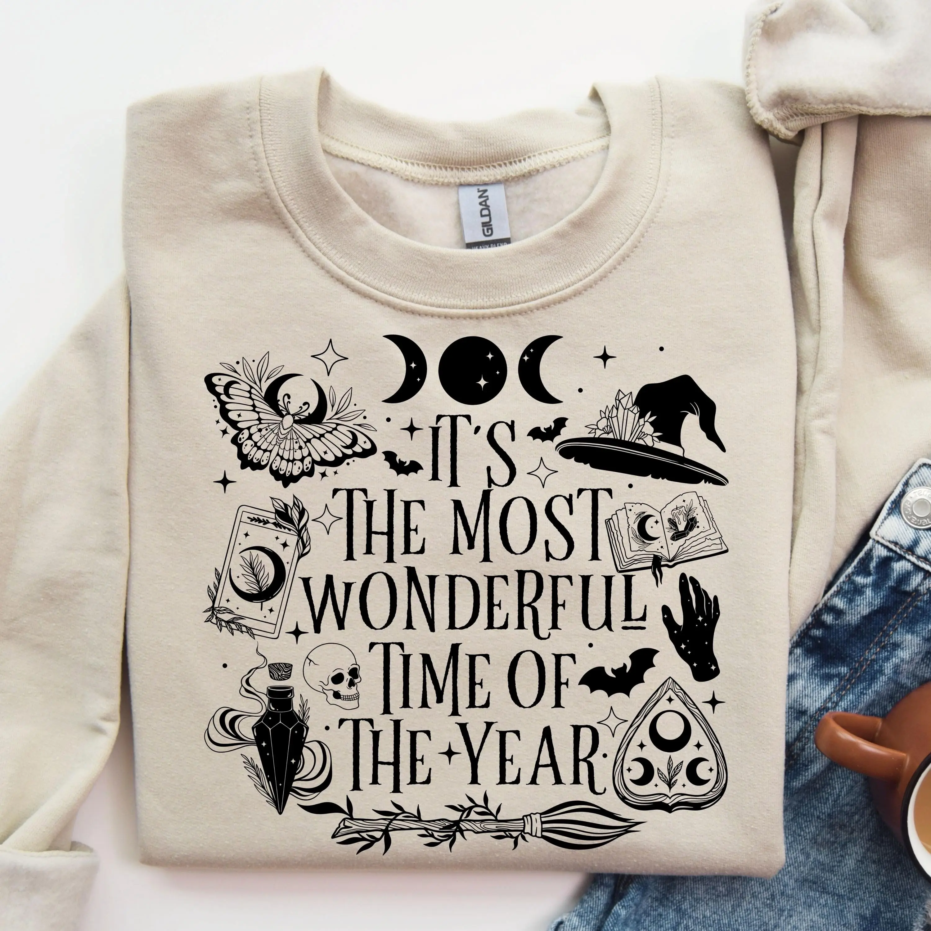 It's The Most Wonderful Time Of The Year Witch Shirt, Witchy Vibes Sweater,Halloween Witches Sweater,Witch Stuff Shirt,Retro Halloween Witch Cotton Sweater Womenswear Crewneck Hoodie Tee Tops Underwear Women Lady