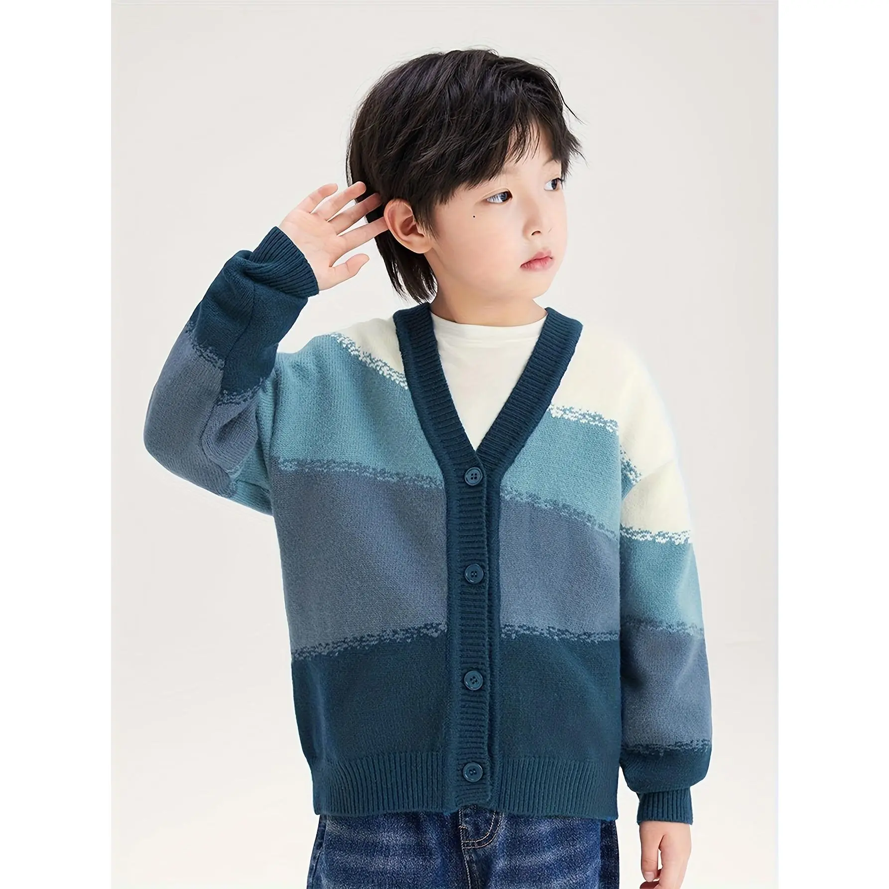 Boys' Cardigan Sweater for Children, Stylish New Fleece Autumn Outfit for Toddlers, Knitted Jacket for Older Kids