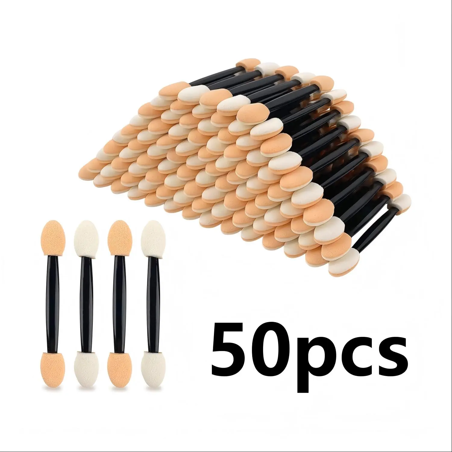 50pcs Disposable Dual-End Eyeshadow Sponge Applicators - Hygienic & Convenient wide-headed kabuki brush