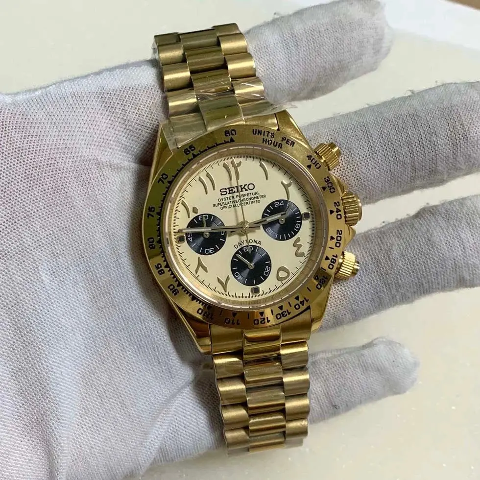 Seiko Daytona Gold Arabic Mod Watch