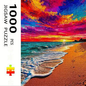 1000 Piece Colorful Clouds & Beach Theme Puzzle, Large Adult Family Interactive Fun Toy, DIY Home Decor Brain Challenge, Stimulate Cognitive Skills, Holiday Gift