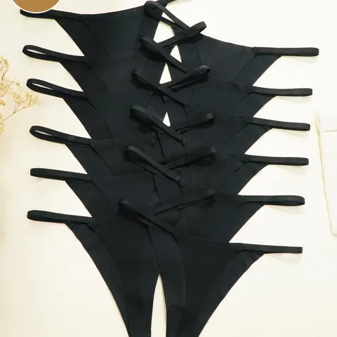 6pcs/12pcs Seamless Sexy Multi-Color Thong Underwear for Women, Elastic Underwear, Comfortable and Stylish Panties, Perfect for Everyday Wear