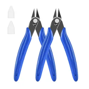 2-Pack 5" Micro Flush Cutters – Spring-Loaded Wire Cutting Pliers for Jewelry, Electronics, Crafts, and Soft Wire