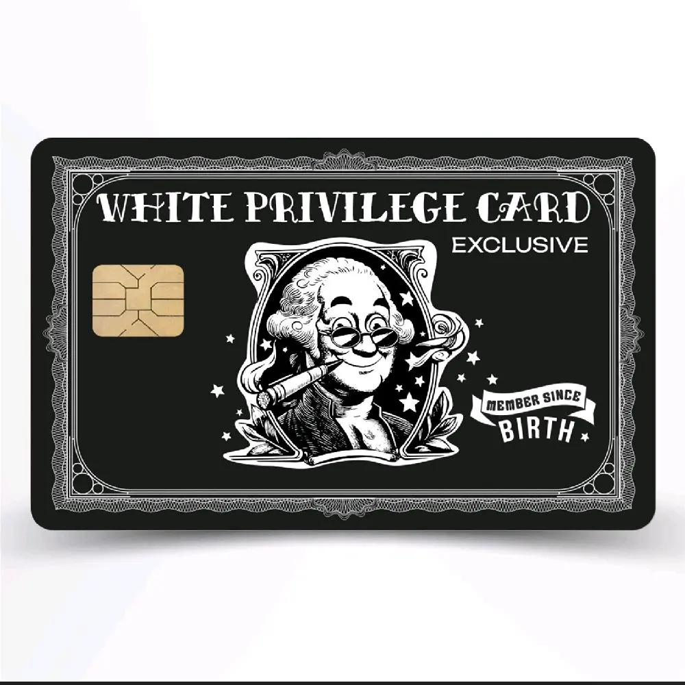 White Privilege Card Skin - Exclusive Design with Unique Pattern, Member Since Birth, Black Background