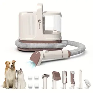 Dog Grooming Kit, 1.3L Pet Grooming Vacuum for Dog Hair Remover with Low noise, Professional Pet Grooming Kit with 6 Grooming Tools & 4 Combs for Various Pets