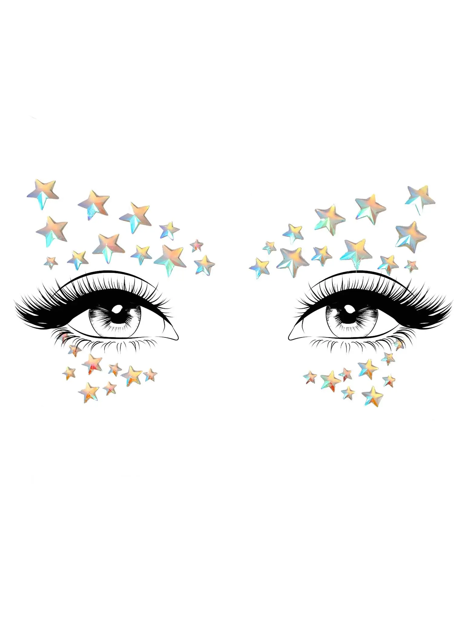 Celeste Glow-in-the-Dark Face Jewels - Iridescent Star Pattern Rhinestone Stickers, Self-Adhesive for Sensitive Skin, Ideal for Rave, Music Festival Outfits, Rave Outfits, Easy Apply, Skin Safe, 1 Pc Set, Apply On Clean, Dry Skin