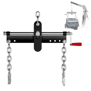 GAOMON Black Engine Load Leveler,Engine Hoist Leveler with Ball Bearing,2 Chains and Adjustable Handle,Engine Hoist Shop Crane Accessory for Up to 1500lbs