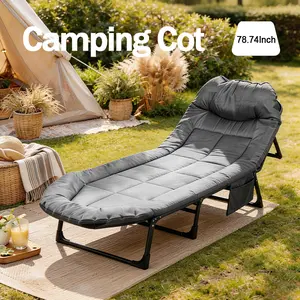 Camping Cot 6 Angle Adjustable Folding Bed with Mattress Lightweight Portable for Camp Office Outdoor 500 lbs Capacity 78.74x23.62x11.81inch Quick Setup Tool-Free