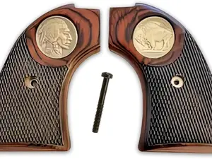 Premium Grips Compatible Replacement Heritage Arms Rough Rider Checkered Rosewood Grips w/Buffalo Nickel Medallion fits .22 & .22 mag