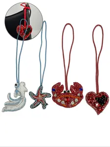 Handmade Beaded Bag Charm, Heart Crab Star Design, Pure Handcrafted Jewelry Accessory, Perfect Gift for Women & Girls, Street Style Charm, Purse Charms
