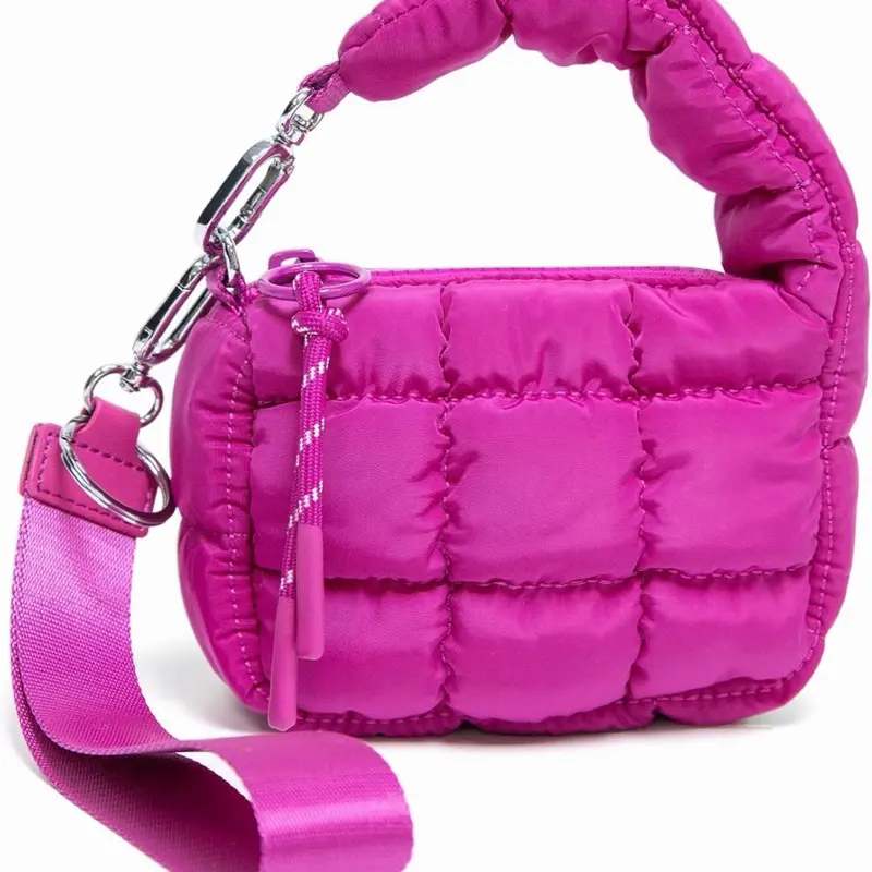 Pink Mini Quilted Wristlet Bag for Women, Puffer Handbags,Evening Bags,Charm Lipstick Bag,Cute bag Charm for Gift | Charm Lipstick Bag
