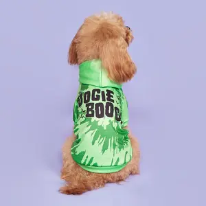 Cute Dog Hoodie, Green Oogie Boogie Letter Print Pet Hoodie, Pet Party Festival Cloth, Pet Clothes for Small Medium Dogs Cats, Dog & Cat Clothing, Husky Clothes