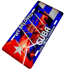 Custom Cuban Theme Car License Plate - Caribbean Soul Inspired Car Accessories for Automotive & Motorcycle Use