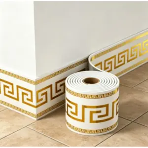 3.94*196.85 Inches Greek Key Self-Adhesive Border, Waterproof, Scratch Resistant, Removable, Peel & Stick Wall Decor, Decorative Wallpaper for Kitchen, Bathroom, Living Room and Office