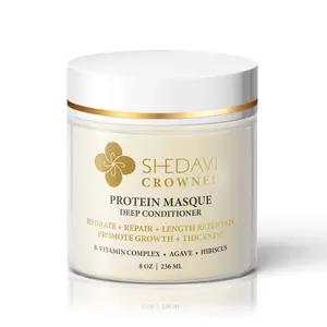 Shedavi Crowned Protein Masque Deep Conditioner - Hydrate Repair Length Retention Promote Growth Thickness Vegan Formula 8 oz