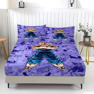 3-Piece Dragon Ball Series Pattern Fitted Sheet Set, Soft And Durable Bedding Set Includes 1 Flat Sheet And 2 Pillowcases, Suitable For Children And Adults' Daily, Festival, And Birthday Gifts, Bedroom Decorations
