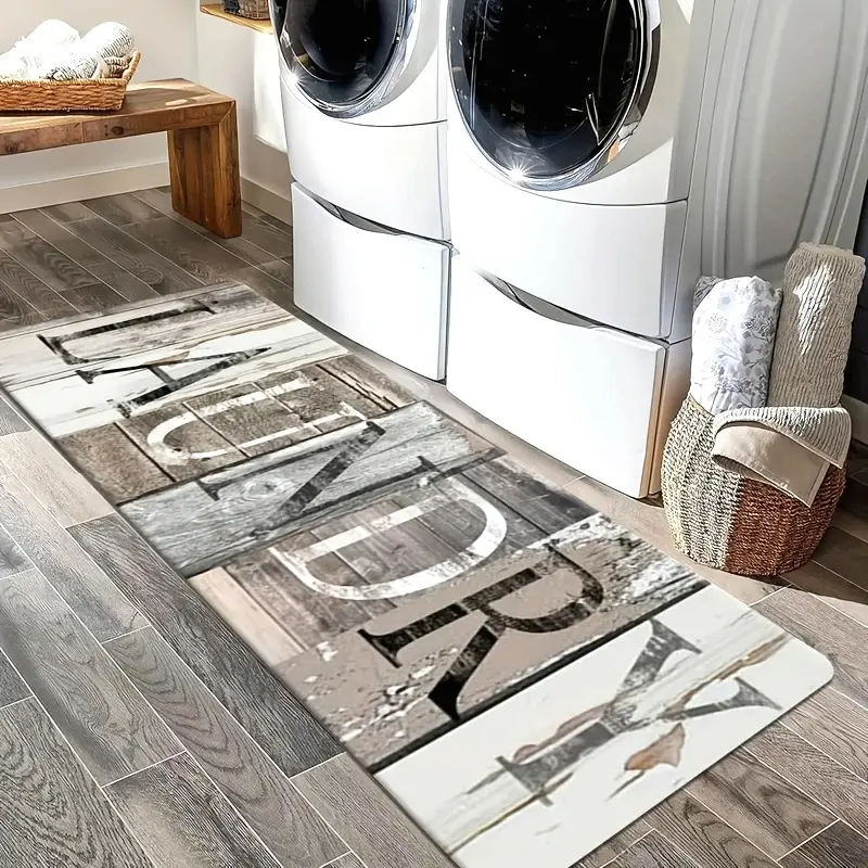Long Velvet Laundry Room Carpet - Non-slip Rubberized Back, Anti-skid Rectangle Fabric Bath Mat with Durability, Suitable for Laundry Room, Corridor, Anti-Skid Bath Mats, Durability Bath Mats
